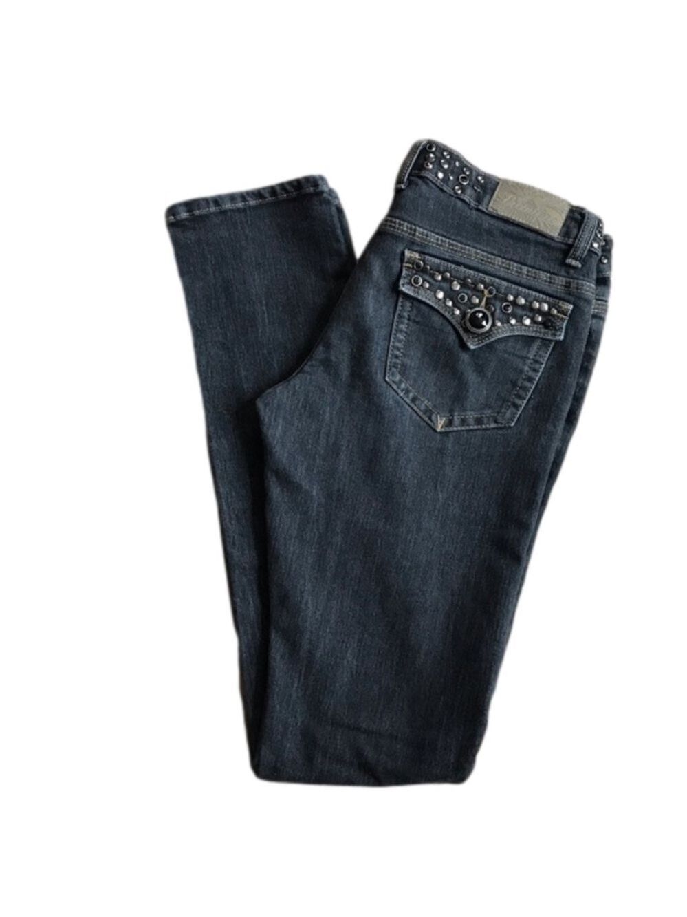 PREMIER bling flap back pocket stretch skinny jeans size 3/4